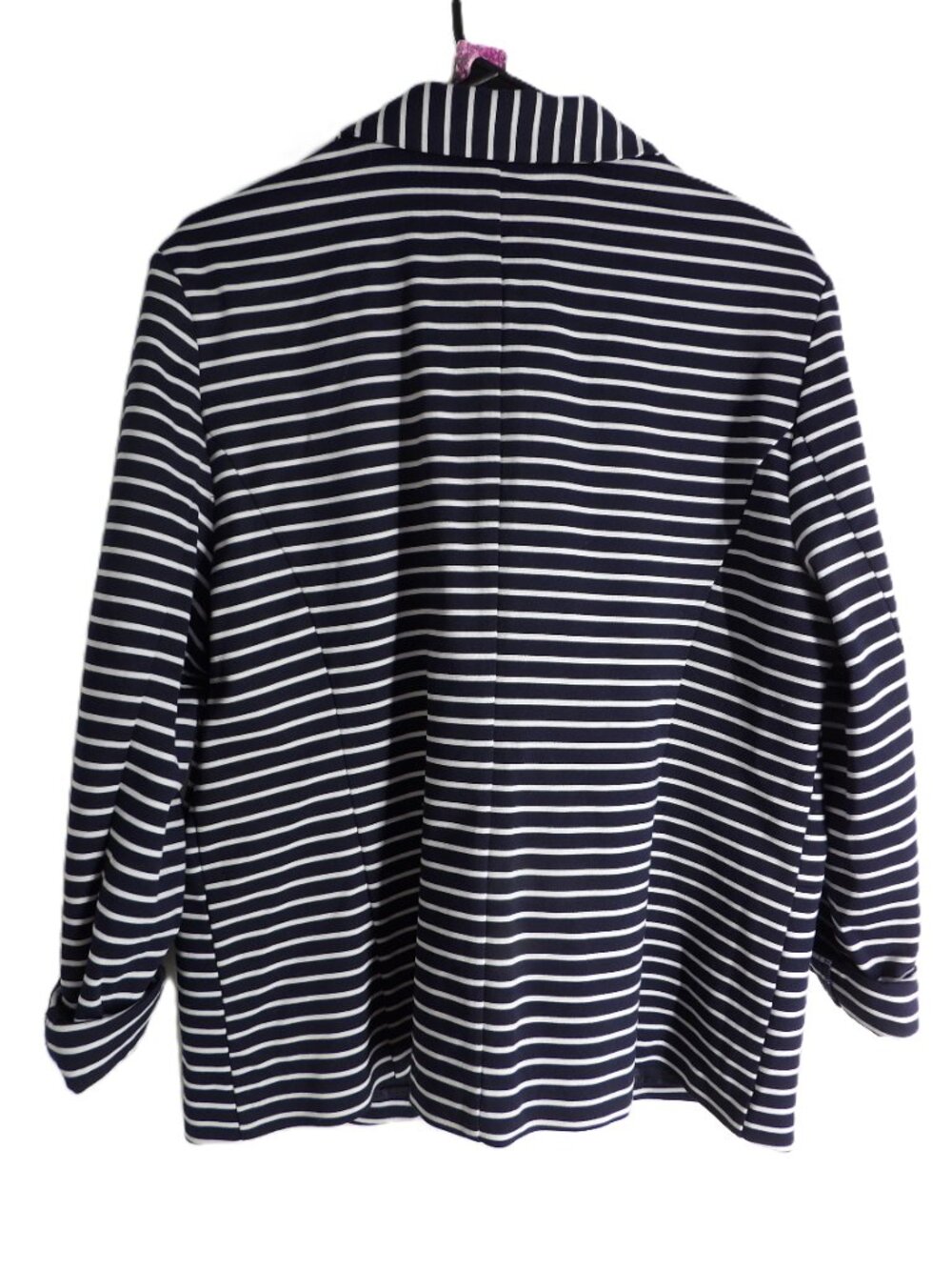Hawthorn, navy blue and white striped blazer jacket with faux pockets - Picture 2 of 6